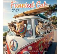 Plenty Gifts Calendario 2027 Funniest Cats Studio - Calendario mensual - 16 meses - 30 x 30 cm