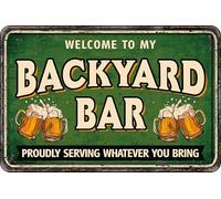 Plenty Gifts Cartel Personalizado - Backyard Bar - Placa Decorativa para Bar y terraza - Formato A4-21x29,7cm