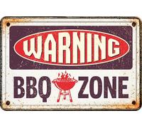 Plenty Gifts Cartel Personalizado - BBQ Zone - Placa Decorativa para Zona de Barbacoa - Formato A4-21x29,7cm