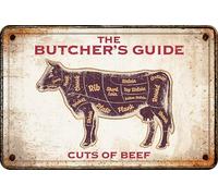 Plenty Gifts Cartel Personalizado - Butcher Guide - Placa Decorativa Vintage de Metal - Formato A4-21x29,7cm