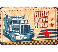 Plenty Gifts Cartel Personalizado - King of The Road - Placa Decorativa para Amantes de los Coches y el Motor - Formato A4-21x29,7cm