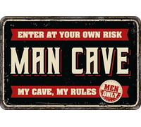 Plenty Gifts Cartel Personalizado - Man Cave - Placa Decorativa para Sala de Ocio y aficiones - Formato A4-21x29,7cm