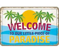 Plenty Gifts Cartel Personalizado - Piece of Paradise - Placa Decorativa Estilo Playa y Vacaciones - Formato A4-21x29,7cm