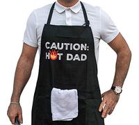 PLESIU PDTXCLS - Delantal para papá caliente - Divertido delantal ajustable para parrilla/barbacoa para hombres con 3 bolsillos - Regalos para papá, marido, novio, hijo, amigo, Negro -, talla única