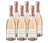Plessis Duval Crémant de Loire Rosado Brut AOP - Vino rosado espumoso francés método tradicional - Pack 6 botellas x 75 urbujas finas, ideal aperitivo y postre
