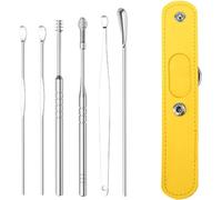Pleteffect Ear Cleaner, The Most Professional Ear Cleaning Master in 2024-Earwax Cleaner Tool Set,Pleteffect Ear, Earwax Cleaning Tool 6-Piece Set with PU Leather (Yellow)