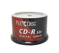 PlexDisc TY Series Blue CD-R 52X 700MB Music Digital Audio White Inkjet Hub Imprimible Grabable Media Disc - 50pk Cake Box 669-214-Y-BX, 50 discos