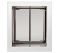 PlexiDor Puertas para Mascotas de Rendimiento para Perros y gatos, Puerta de Perro de Montaje en Pared con Cerradura y Llave, Color Blanco, tamaño Mediano