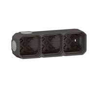Plexo Legrand - Carcasa impermeable para montaje en proyección, 3 posiciones, color gris