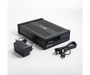 Plextor PX-891SAF - Grabadora externa de DVD/RW, 24x, SATA, doble capa en carcasa de aluminio, USB 3.2, silencioso, cable USB-A/C, incluye fuente de alimentación, color negro
