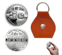 PLGEBR Moneda de bolsillo personalizada para mi hijo de papá, regalo de graduación inspirador para hijo, regalo de recuerdo de aliento para niños, marrón, Talla única