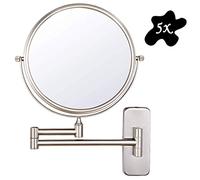 PLHBVDFWE 5X Magnifying Wall Mounted Makeup Mirror, Makeup Mirror Round,Bathroom Mirror, 360 Rotation Portable, Ideal for Applying Make-up, Wearing Contacts and Shaving, Etc