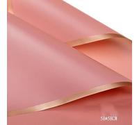 PLIAGE 5 unids/Pack Papel para Envolver Flores Borde Dorado Rosa Medio Transparente Embalaje de Regalo floristería Material para Envolver Ramo