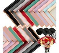 PLIAGE Papel para Envolver Flores con Borde de Color sólido, 60 uds., Impermeable, translúcido, Papel para Envolver, Ramo de Regalo Hecho a Mano para Boda