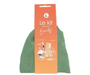 PLIC BEAUTY - Kit de belleza - 6 accesorios de viaje: vapo, peine, pinza para el pelo, lima de uñas, espejo, pinzas, compacto, elegante y práctico, color verde