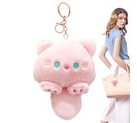 Plice Llavero para Gato - Accesorio Colgante Gato Suave | Encantado de peluche para gato suave, soporte para una llave para pequeños animales, organizador de llaves gatos dibujos animados an, Rosa