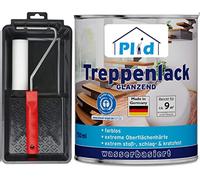 plid® Escaleras - Barniz transparente y brillante para sellar corcho, parquet, suelos y escaleras de madera, muebles interiores. Resistente a golpes y desgaste. Fabricado en Alemania. Set de 0,75L