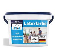 Plid® Pintura de látex blanco mate, lavable para interior de cocina y baño, pintura de látex lavable, fácil de limpiar y sin barro, lavable, no llena (5000 ml, mate)