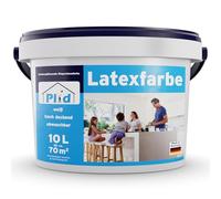 Plid Pintura de látex blanco satinado 10 L - Pintura de pared lavable | Pintura de pared para interiores, alta opacidad, resistente a la abrasión, fácil de limpiar, brazo de salpicaduras