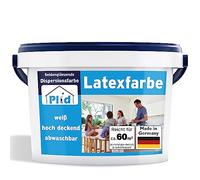 Plid® Pintura de látex blanco satinado [10L] - Pintura lavable para interior de cocina y baño - Pintura de látex lavable fácil de limpiar y no barro - lavable no llena