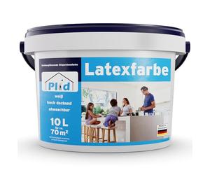 Plid® Pintura de látex blanco satinado [10L] - Pintura lavable para interior de cocina y baño - Pintura de látex lavable fácil de limpiar y no barro - lavable no llena