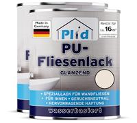 Plid Pintura para azulejos de baño y cocina (resistente a la humedad), color blanco crema, 1,5 l, pintura de azulejos y barnizado para interiores, 3 en 1