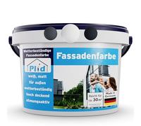 plid® - Pintura para fachadas blanca exterior - Resistente al clima y a los rayos UV - Alta calidad para mampostería, paredes de casa, concreto y sótanos - Pintura para paredes blancas 5L - Alemania