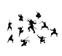 PLIFREAT 10 Piezas Samurai Ninja Adhesivos Pared Decorativos Habitación de Niños Tamaño Grande Kung Fu Vinilos Pegatinas de Pared Habitación de Niños Adolescentes Dormitorio Decoración