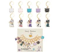 PLIGREAT 10 Pcs Cute Cat Stitch Marker Set Colgantes gato de dibujos animados de aleación de bloqueo marcadores de punto para tejer coser joyería haciendo accesorios