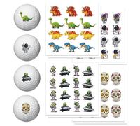 PLIGREAT 128 marcadores de pelotas de golf, calcomanías de dinosaurio para identificar pelotas de golf, 8 hojas con patrón de astroauta alienígena, pelotas de golf, marcadores personalizados, regalo