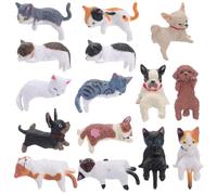 PLIGREAT 15 mini figuras de gato y perro, figuras de resina para decoración de escritorio para amantes de las mascotas, monitor de computadora, oficina en casa y salpicadero de coche