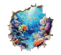 PLIGREAT 2 hojas de calcomanías 3D de pared del mundo submarino, calcomanías de pared de vida marina del océano, calcomanías de pared de suelo de peces oceánicos, calcomanías de pared de vinilo para