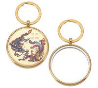 PLIGREAT 2 llaveros AA para monedas, 4 cm, oro AA, medallón de metal, medallón redondo de cristal de doble cara para medallón de monedas con 3,5 cm de diámetro