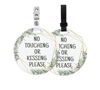 PLIGREAT 2 Pack No Tocar el Signo del Asiento de Coche del Bebé para el Recién Nacido, No Besar la Etiqueta del Cochecito del Bebé con Correas Colgantes y Clip, Patrón de Hojas y Ramas de Olivo