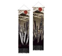 PLIGREAT 2 paquetes de Tapiz japonés con sepulcro vertical con cuerdas para colgar en la pared de estilo vintage estético para dormitorio, sala de estar, oficina, decoración del hogar
