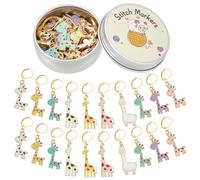 PLIGREAT 20 Pcs Marcadores de Punto de Bloqueo de Ganchillo Lindo Marcador de Puntada de Jirafa Charms Conjunto de marcadores de Bloqueo de Punto Accesorios de fabricación de Joyas de Bricolaje