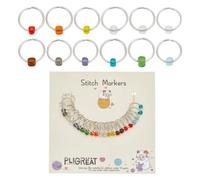 PLIGREAT 24 Pcs Arcoíris Vidrio Cuentas De Semillas Marcadores De Puntada Cuentas Lindas Puntada Suave Marcadores De Anillo Para Tejer Costura Amuletos DIY Joyería Fabricación
