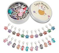 PLIGREAT 24 Piezas Lindo Perro Pata de Perro Charms Marcadores de Punto Marcadores de Ganchillo Marcador de Bloqueo de Punto para Mujer Abuela DIY Joyería Fabricación de Accesorios