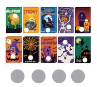 PLIGREAT 240 tarjetas para rascar de Halloween, tarjetas en blanco con farolillo de calabaza, gato fantasma y 240 pegatinas para rascar. Vales de regalo en blanco para tarjetas de fiesta de Halloween