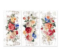 PLIGREAT 3 Hojas Flores Vintage Frotar en Transferencias para Muebles Arquitectura Europea Frotar en Pegatinas Acuarela Flores Transferencia Pegatinas para Armario de Madera Scrapbooking Hogar