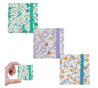 PLIGREAT 3 unidades Mini acuarela cuaderno de bocetos 6 x 6 cm flores cuadrado cubierta de tela cuaderno de bocetos 300 g portátil estructurado papel de dibujo viaje