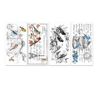 PLIGREAT 4 hojas de pegatinas de transferencia para rascar con pájaros vintage para muebles, flores pintadas a mano, pegatinas para rascar para cajoneras de madera, armarios, álbumes de recortes,