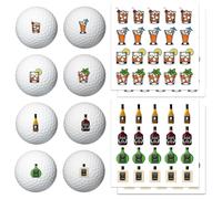 PLIGREAT 4 hojas de pegatinas para marcar pelotas de golf, 80 unidades, diseño de botella de vino, pegatinas para identificar pelotas de golf, marcas impermeables