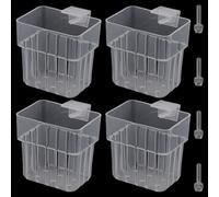 PLIGREAT 4 soportes para plantas de acuario, transparente para colgar en la parte superior con ganchos, soporte para bebidas para plantas acuáticas, para decoración de juegos acuáticos