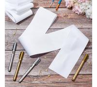 PLIGREAT 8 Pcs Blank Sash Plain Sashes Bandas blancas con imperdibles, 4 Pcs Pens Hacer Nuestra Propia Hoja Kit de Faja DIY Accesorios para Concursos Cumpleaños Boda Graduación