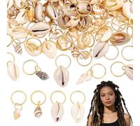 PLIGREAT 80 pinzas para el pelo de concha, anillos de rasta, dijes vintage para trenzar el cabello, decoración de estilo playa, adornos trenzados para mujeres y hombres, accesorios para rastas