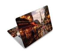 PLIGREAT Adhesivo para ordenador portátil de 14 pulgadas, universal, de vinilo, con escena callejera parisina, para portátiles de 12,1, 13 y 13,3 pulgadas, incluye 2 almohadillas para la muñeca