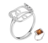 PLIGREAT Anillo en bruto de plata de ley 925 ajustable con base de anillo cuadrado con nubes, anillo de dedo, montura de componentes para cabujón cuadrado, piedras preciosas, fabricación de joyas DIY