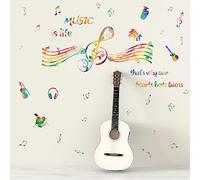 PLIGREAT Beating Note Wall Decals Coloridos Instrumentos Musicales Pegatinas de Pared Murales de Vinilo Temáticos de Música para Dormitorios Sala de Estar Estudio de Música Decoración