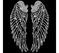PLIGREAT Brillantes alas de estrás en parches, plateadas, alas de ángel, Hotfix Strass Hierro en transferencias para ropa, chaqueta, vaqueros, sombrero, Hotfix Strass Patches Mujeres T Shirt DIY